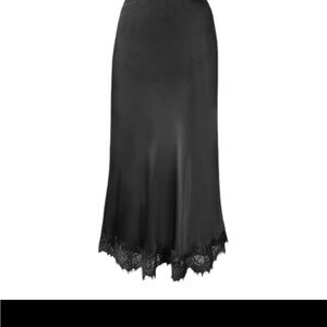 Gold Hawk Black Asymmetrical Midi Slip Skirt